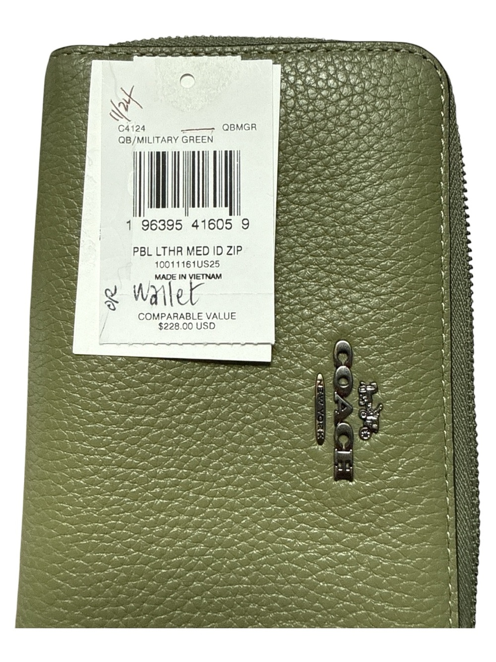COACH C4124 Pebble Wallet Military Green - Picture 6 of 6